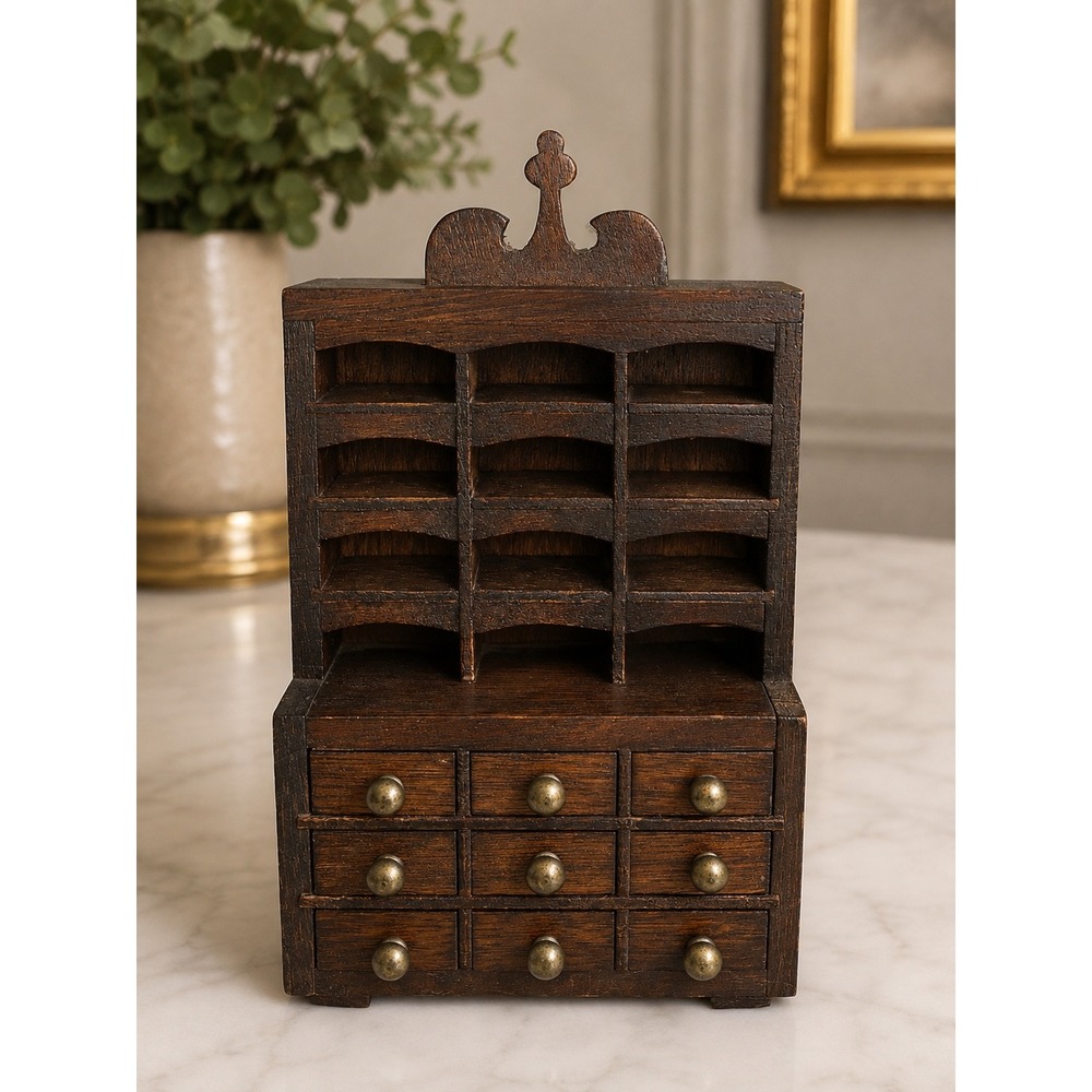 Vintage 1:12 Scale Wooden Dollhouse Hutch working drawers